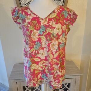 Floral Ruffle Sleeve Blouse in Pink NWOT